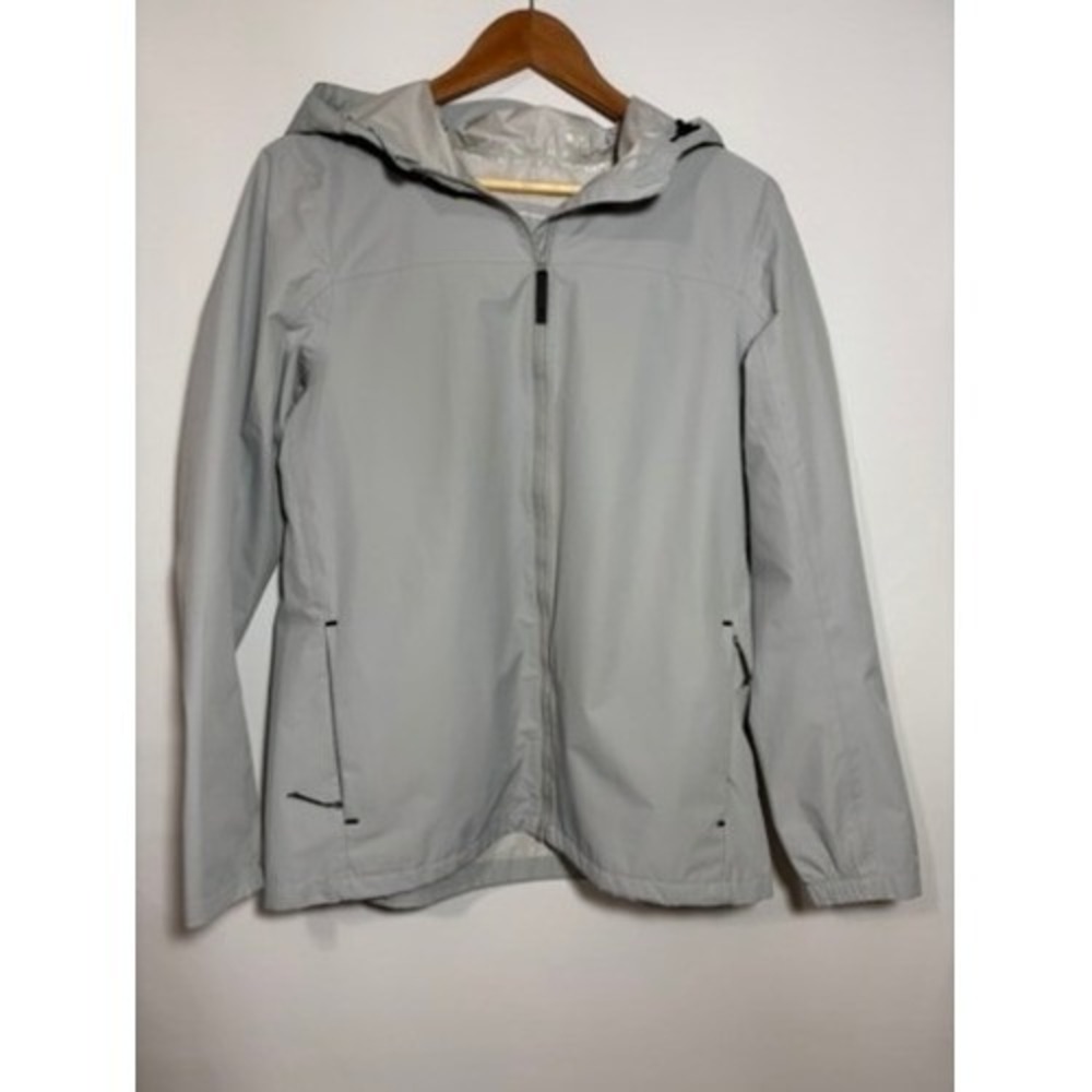 Lole Women's M Gray‎ Lightweight Rain Jacket Hooded Full Zip Activewear
